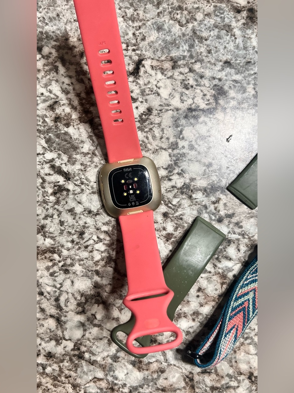 Fitbit Versa/Smartwatch Accessory Bundle - Pink and Olive Interchangeable Bands - Picture 2 of 3